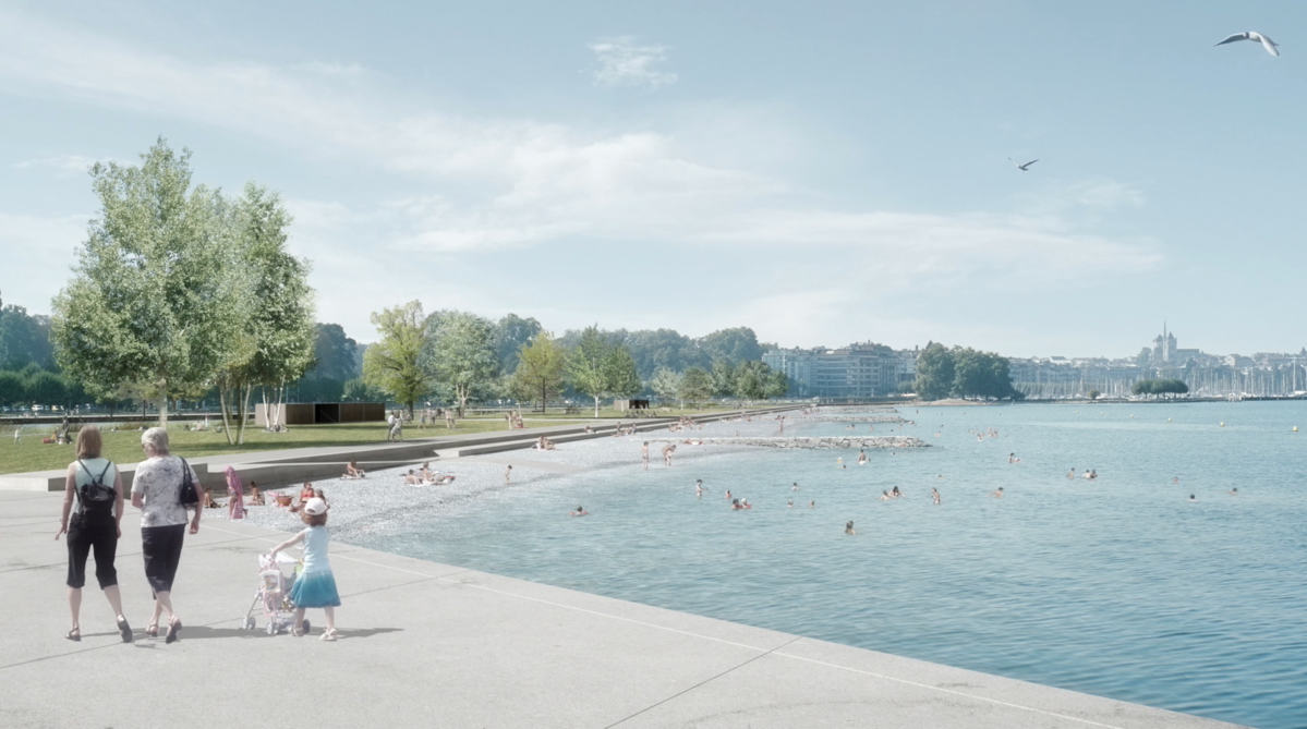 Новый общественный пляж в Женеве